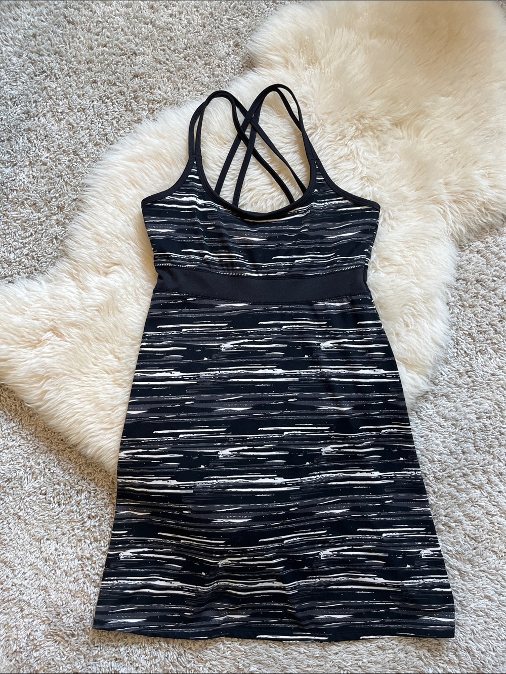 Soybu Black & White Striped Active Tank Dress